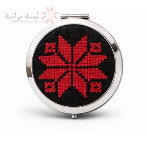 palestinian tatreez mirror – embroidered heritage pocket mirror